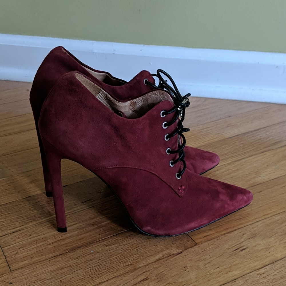 L.A.M.B suede booties